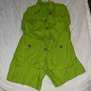 Vintage Real Clothes Saks Fifth Ave 100% Linen 2-Pc Safari Jacket & Shorts Set